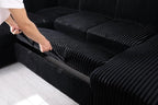 Eafurn Oversized U Shaped Convertible Sleeper Sectional Sofa w/Pull Out Couch Bed, 6 Seater Corduroy Upholstered Corner Lounge Sofa Couch Sleeper Sofabed w/Storage Chaise,Shelves