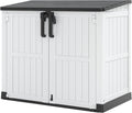 36 Cu Ft Resin Outdoor Storage Shed, Weatherproof Horizontal Outdoor Storage Cabinet with Dual Lock Door for Backyard, Patio, Garage, Garden(White)