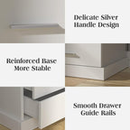 Nightstand with Charging Station, LED Lights Side Table with 3 Drawers, End Table for Bedroom Ofiice White 2 Set