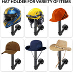 3PCS Cowboy Hat Rack Wall Mount, Wooden Western Rustic Metal Hanger, Wall Mounted Helmet Hanger for Multifunctional Display Hanger Stand for Cap Wig Hats, Fedora, Sun Hats