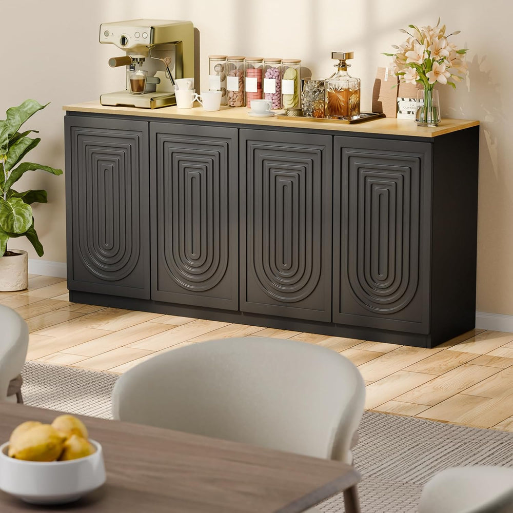 63" Fluted Sideboard Buffet Cabinet with Storage,Large Modern Accent cre...