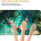 Large Mouse Pad Koi Fish Desk Mat, Extended Gaming Mouse Pad with Non-Slip Rubber Base, Thick 3mm Smooth Surface Keyboard Mat for Office & Home,35.43 x 15.75 in