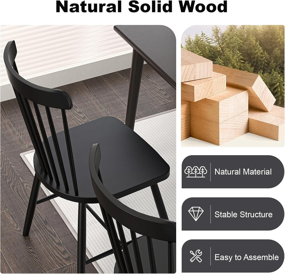 Dining Chairs Set of 4, Windsor Dining Chairs, Spindle Back Wooden Chair for ...