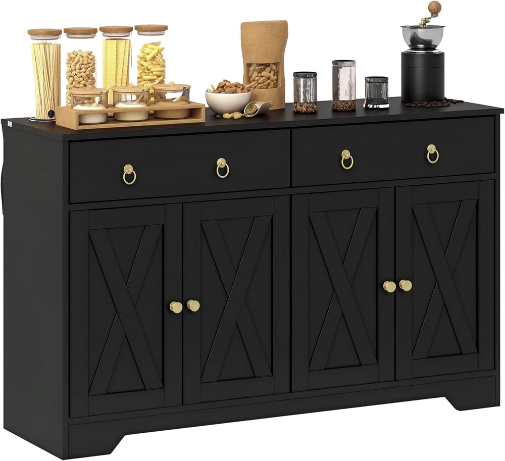 HOMCOM 48" Sideboard Buffet with Storage, Kitchen Storage Cabinet with 2...