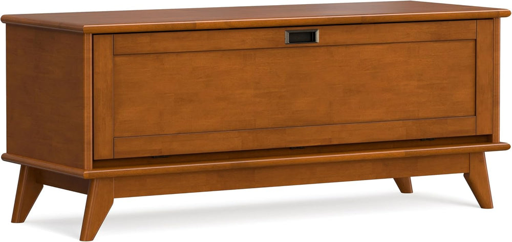SIMPLIHOME Draper Storage Bench - 44 inch Wide Solid Wood Entryway Bench in T...