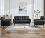 TYBOATLE Sofa Couch 61" Small Loveseat Couches for Living Room Leather Couch Mid Century Modern Tufted Mini Sofa Comfy Office 2 Seat Settee Love Seat for Small Spaces Bedroom (3, Black)