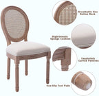 Nrizc French Country Dining Chair Set of 2, Vintage Chic, Upholstered and Carved Wooden Frames, Beige Linen Fabric, Lightweight and Sturdy, Ideal for Dining Room, Kitchen, Living Room, Bedroom