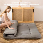 MAXYOYO Japanese Floor Mattress Futon Mattress, 4" Thicken Tatami Mat Sleeping Pad Foldable Roll Up Mat Boys Girls Dormitory Pad Kids Floor Lounger Pillow Bed, Charcoal Grey, Queen Size