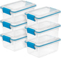 Sterilite 6-Pack Gasket Box, Weather-Resistant Storage Bins with Latching Lids, 7.5 Quart - Heavy-Duty Organizing Containers for Closet, Bathroom, and Office