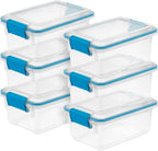 Sterilite 6-Pack Gasket Box, Weather-Resistant Storage Bins with Latching Lids, 7.5 Quart - Heavy-Duty Organizing Containers for Closet, Bathroom, and Office