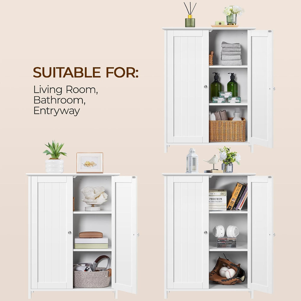 Yaheetech Small Bathroom Storage Cabinet for Towels with 2 Doors, White