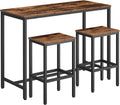 HOOBRO Bar Table and Chairs Set, 47.2” Rectangular Pub Table with 2 Stools for Small Space, 3-Piece Breakfast stools Set, Sturdy Metal Frame, Easy to Assemble, Rustic Brown BF52BT01