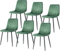 Dining Chairs Set of 6, Modern Kitchen Dining Room Chairs, Ergonomic Velvet Dining Chair Upholstered Cushion Seat and Sturdy Metal Legs(Green)