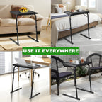TV Tray Table, Max Folding TV Dinner Tray w/6 Height & 3 Tilt Angle, Adjustable TV Trays for Eating on Couch, Large Size Foldable Couch Laptop Table, Black, 16.9 x 22 x 29.1inch, 110lbs