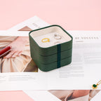 SANQIANWAN Set of 3 Small Stackable Jewelry Organizer Trays Mini Jewelry Drawer Oragnizer Small Jewelry Display Tray for Necklace Bracelet Rings Earrings and Makeup (DarkGreen)