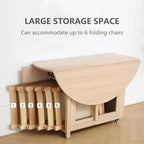 Wood Round Folding Dining Table with 4 Chairs, Solid Wood Folding Chair Set of 2, Space Saving Foldable Dining Table with 4 Chairs