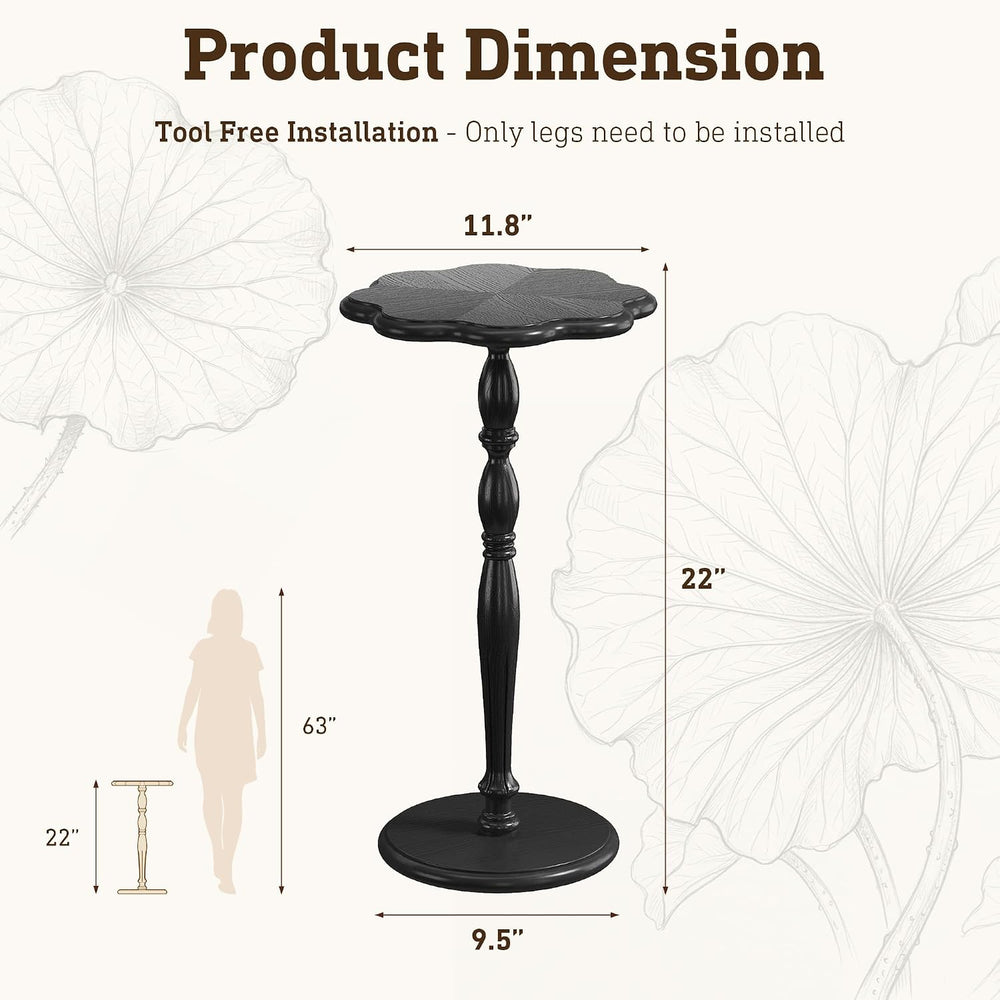 STO'SENSE Black Round Side Table,Drink Table for Small Spaces,Mid-Century...