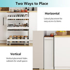 POWERSTONE 4-Tier Slim Storage Cart, Narrow Kitchen Rolling Cart w/Handle & Open Shelves, Skinny Slide Out Utility Organizer Trolley for Kitchen Bathroom Laundry Small Spaces White & Rustic Brown