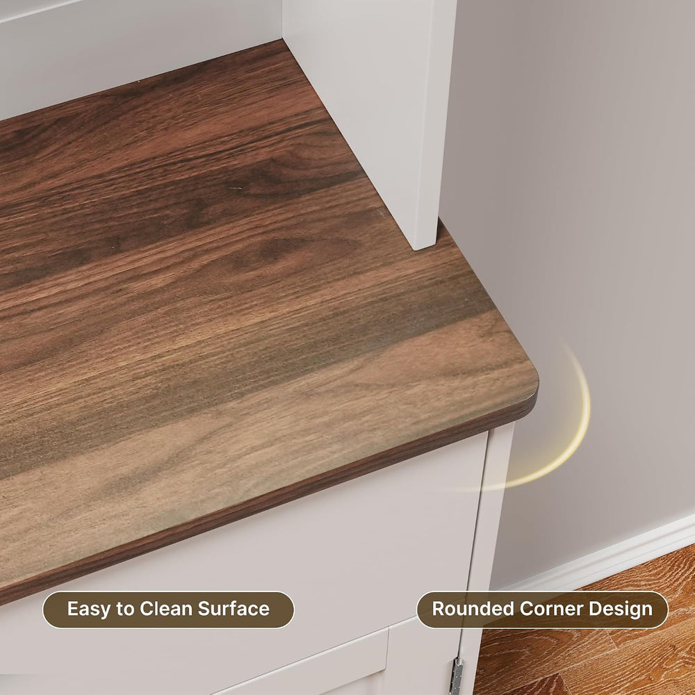 Gizoon 71" H Pantry Cabinet with Strip Light, Drawers | Coffee Bar with ...