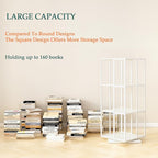 Square Rotating Bookshelf Tower - 360 Spinning Display Corner Bookcase for Narrow Space, Modern 3-Tier Revolving Storage Shelf, White