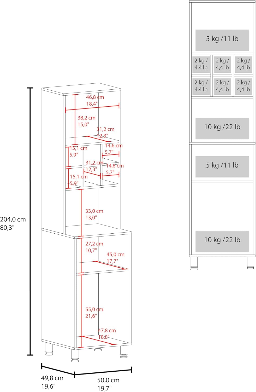 Attica Tall Kitchen Pantry Cabinet, 80.3" High Freestanding Double Door ...