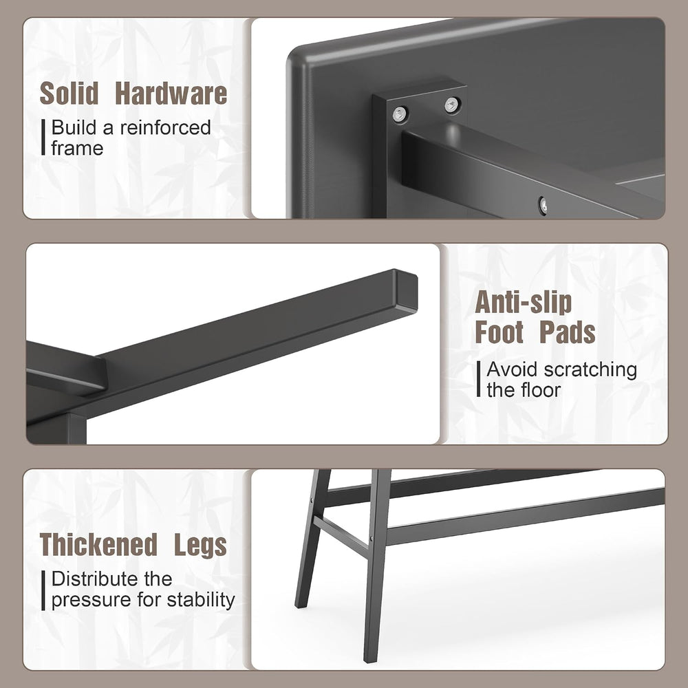 Wisuce Bamboo Dining Bench, Entryway Bench with Spindle Back (Black) | Bamboo...