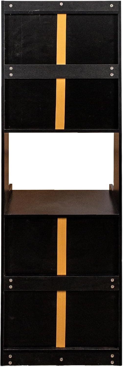 Black Kitchen Pantry Hutch Cabinet with Microwave Stand - Farmhouse Buffet Si...