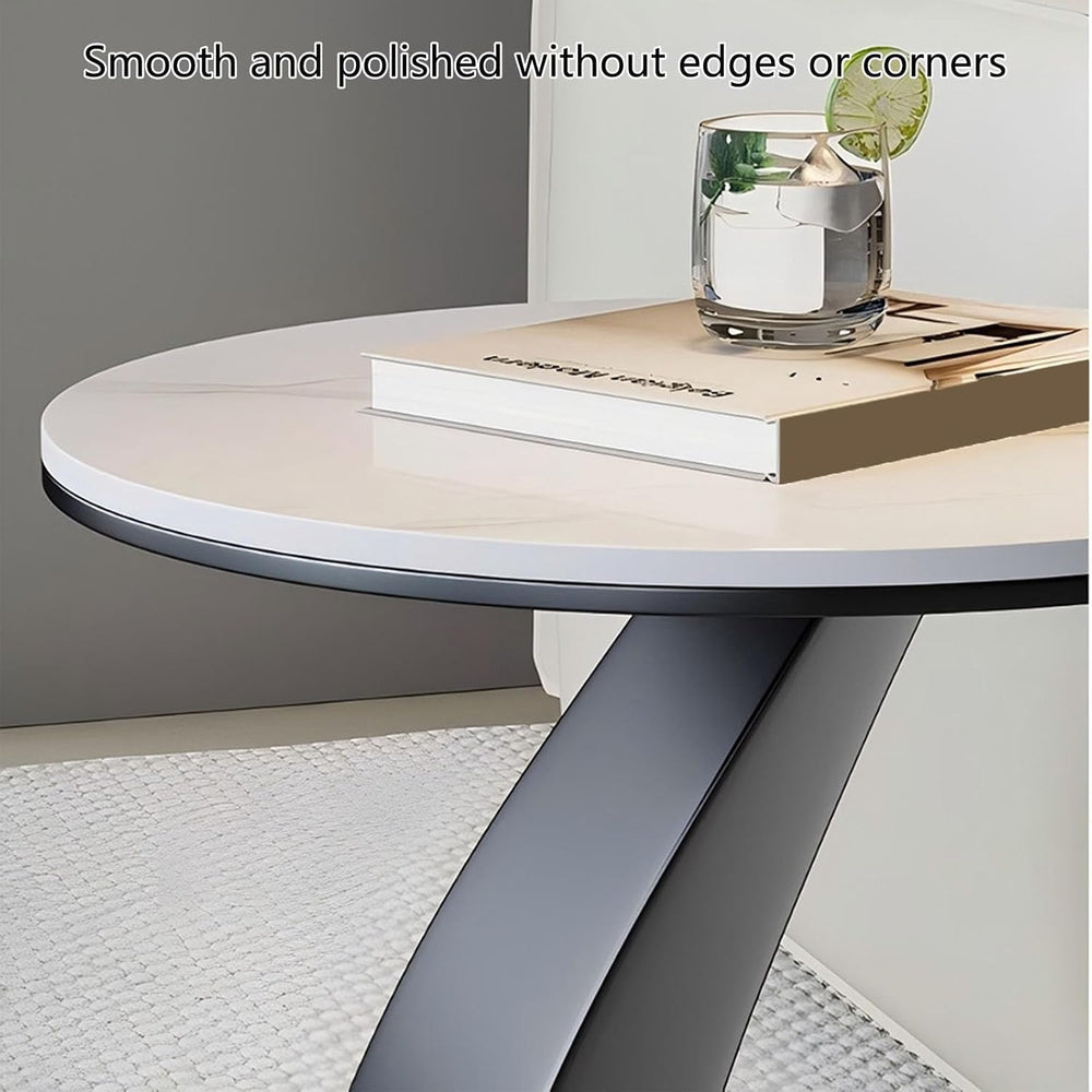 Modern Round Side Table,C Shaped End Table for Couch,Coffee Table with Sinter...