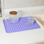 Silicone Dish Drying Mat for Multiple Usage,Easy clean,Eco-friendly,Heat-resistant Silicone Mat for Kitchen Counter or Sink,Refrigerator or drawer liner Light Purple L 16 inches x 12 inches