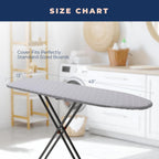Happhom 13 x 43 Ironing Board Cover and Pad Extra Thick Heavy Duty Padded with Extra White Superior Felt Scorch and Stain Resistant with Elasticized Edges, Compatible with 12"-14" Wide 42"-44" Length