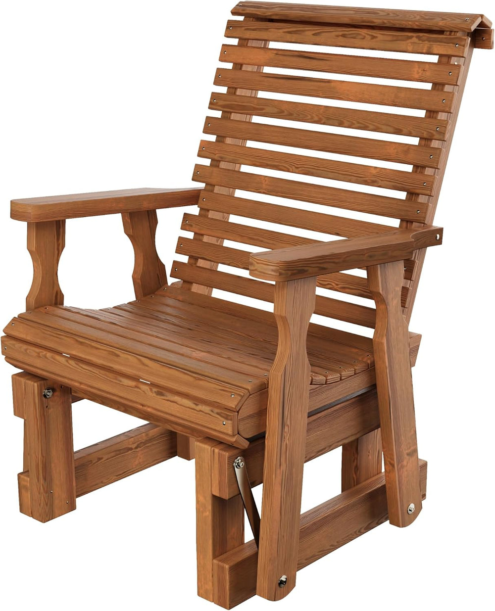 Amish Casual Heavy Duty 600 Lb Roll Back High Back Treated Glider Chair (Oak ...