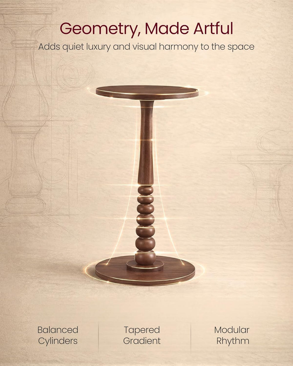 VASAGLE Round Side Table, Small Drink End Table, Solid Wood Leg | Accent Nigh...