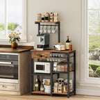 YATINEY Bakers Rack with Storage, 5-Tier Coffee Bar Station with Drawer, Kitchen Coffee Stand with Pod Drawer Holder, for Living Room, Home Cafe, Kitchen, Rustic Brown KF60BRY1