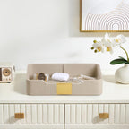 Valet Tray Organizer Keay Bowl Catchall Tray Nightstand Organizer | PU Leather, Brass Accents Block, Soft Lining, Larger Size, Waterproof And Stain-Resistant