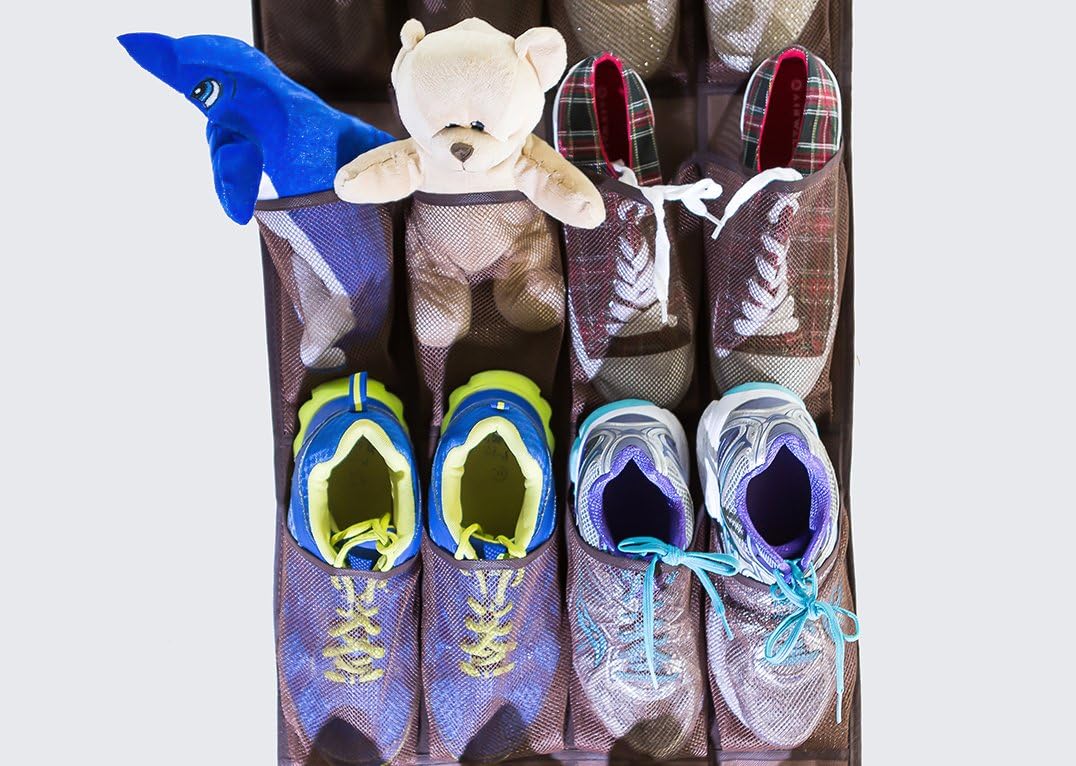 Roomganize Large Over the Door Shoe Organizer for Mens Sneakers (Bison brown)
