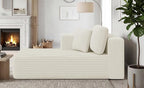KINGYES Boneless Chaise Lounge Chair for Modular Sectional Sofa, L Shape Corduroy Upholstered Chaise Lounge for Living Room, Beige