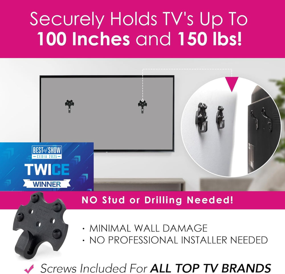 HangSmart TV® Wall Mount NO Stud - Original & Patented Easy Install, DIY ...