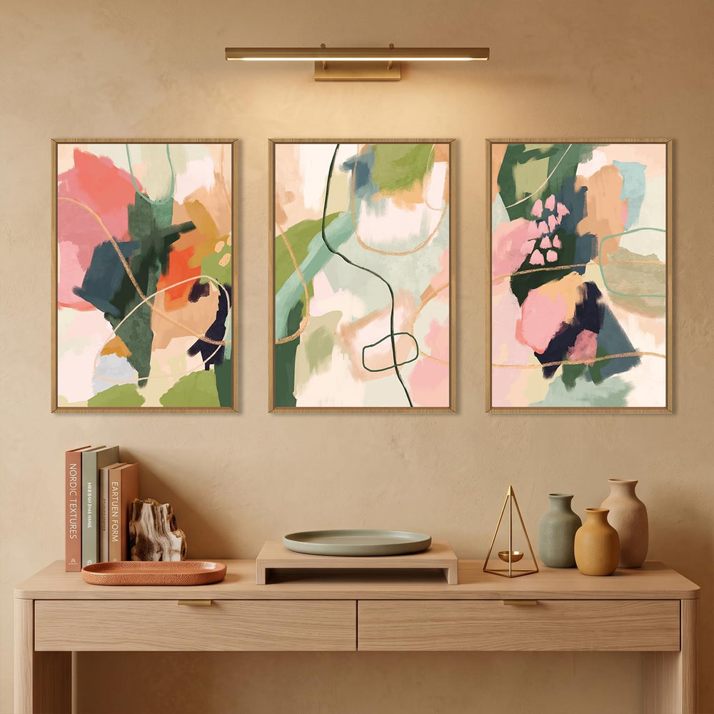 DRACIT Colorful Abstract Framed Canvas Wall Art Set,Modern Multicolor Pastel ...