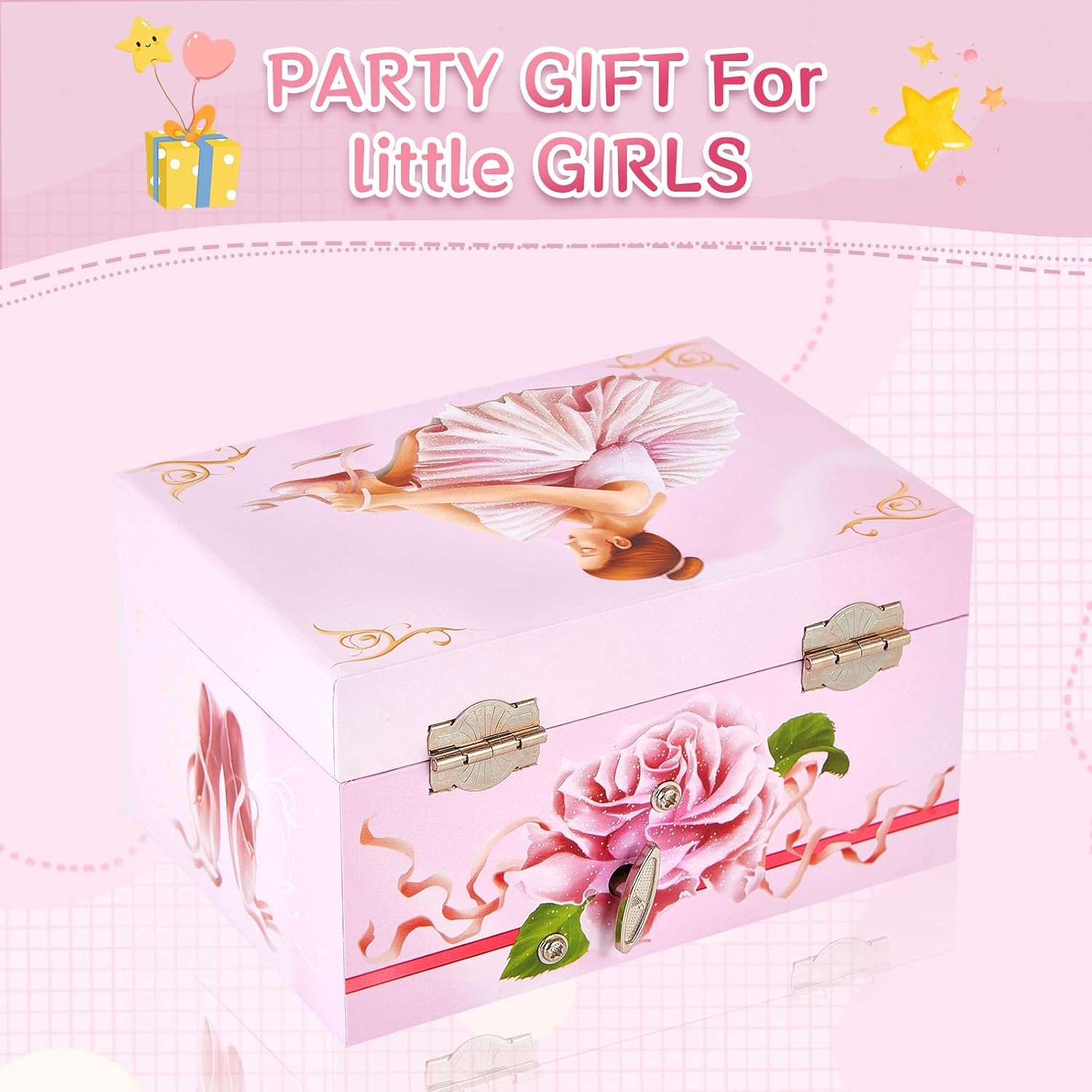 Musical Ballerina Jewellery Box with Spinning Ballerina for Girls Jewel Storage,Ballet Music Box Birthday Gifts for Girls