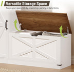Shoe Cabinet with Bench, L-Shaped Shoe Bench, Storage Bench, Farmhouse Shoe Storage Cabinet with Adjustable Shelves, for Entryway, Living Room, and Stairwell, White and Walnut