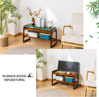 latifolia Solid Wood Bench, Entryway Shoe Bench with Cushion, Flip-Open Storage Compartment, 2-Tier Shoe Organizer(Green,39.70''L)