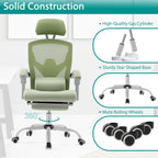 DUMOS Office Desk Chair with Footrest Ergonomic Gaming Chair for Adults Computer Mesh, Lumbar Support,Swivel Reclining with Headrest, Comfy Armrest for Home, Office, Work, Study, Light Green