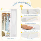 Curipeer Dollhouse Kids Dress Up Storage with Full-Length Mirror & Touch Activated Light, Open Hanging Kids Wardrobe Closet, Toddler Dress up Rack, Armoire Costume Organizer for Playroom, White