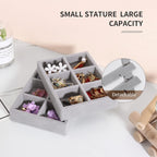 DesignSter Small Jewelry Tray, 2PCS Ring Organizer, Velvet Jewelry Display Tray, Stackable Jewelry Organizer Trays, Jewelry Drawer Organizer Inserts For Dresser, Jewelry Box (Gray)
