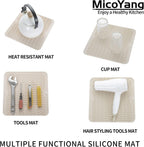 Silicone Dish Drying Mat for Multiple Usage,Easy clean,Eco-friendly,Heat-resistant Silicone Mat for Kitchen Counter or Sink,Refrigerator or Drawer liner Tapioca M 12 inches x 12 inches