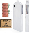 Premium 60” Cotton Garment Bag For Hanging Clothes And Storage | Wide 6” Gusset & 4 Cedar Blocks For Fresh Smell And Clothes Protection | Best For Fur Coats, Long Dresses, Gowns, Tuxedos and more
