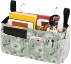 Sage Green Dandelion Bedside Caddy for Dorm Bed Bedside Hanging Caddy Bag Iron Frame Storage Organizer Pocket for Bunk Home College Hospital Beds 2 Hooks
