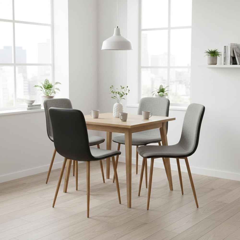 FurnitureR Dining Chairs Set of 4, Fabric Cushion Side Chairs Mid-Back with P...