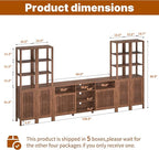 Farmhouse TV Stand for 70 inch TVs, Entertainment Center with Bookshelves - 6 Door Media Console with Adjustable Shelves, Storage Cabinet for Living Room Bedroom Home Theater, Rustic Brown