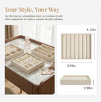 Ring Tray for Jewelry Storage Small Velvet Organizer Box with Inserts Dividers and Slots Mini Jewelry Display Trays with Earring Holder Insert Stackable Trays for Rings and Accessories